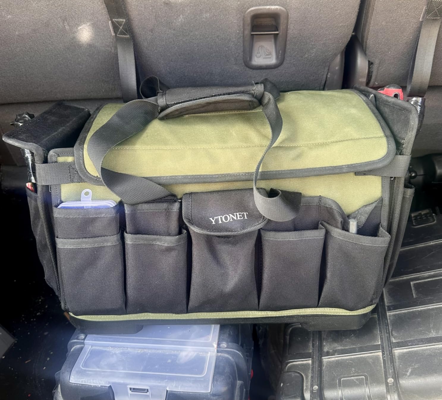 Heavy Duty Tool Bag 16-Inch, 46 Pockets Electrician Tool Bag for men with Hard Bottom & Waterproof Pocket, 1680D Tear-Proof Toolbox Organizer Tool Tote for HVAC Mechanic, Father Day Dad Birthday Gift customer photo 2