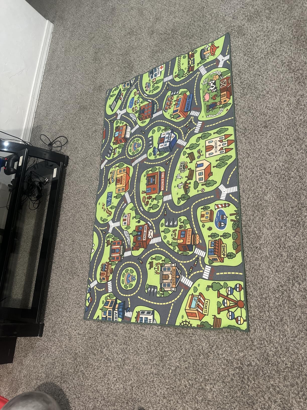 Upgrade Ultra Non Slip Kids Car Rug, Kids Road Playmat Rug for Toy Cars, Educational Town City Map Washable Carpet for Boy Playroom Bedroom, Safer Car Track Play Mat for Children Baby Toddler, 60