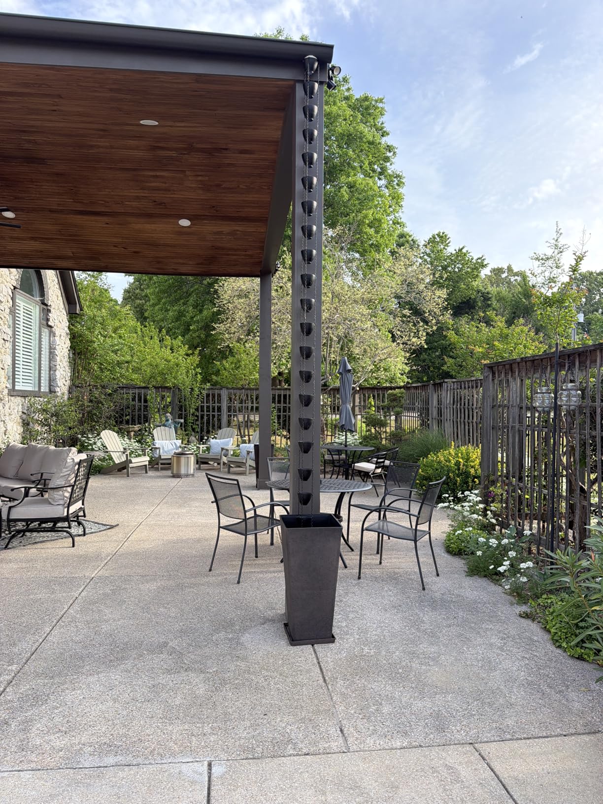 Rain Chains Direct Cascading Bowls Rain Chain - Heavy Rain Flow - for 8-10 Foot Drops - Heavy Duty - Large Cups - Durable Flat-Black Powder-Coated Aluminum - Premium Rain Chains for Gutters customer photo 2