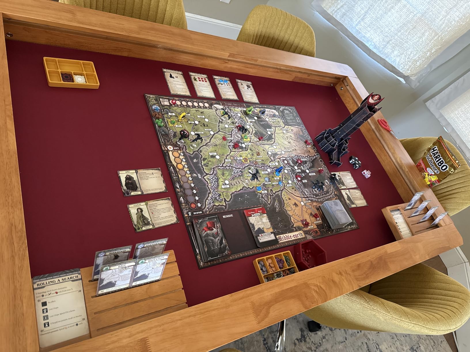 Solid Wood Board Game Table for 4-6 Players, Dining & Gaming Table with 57.5