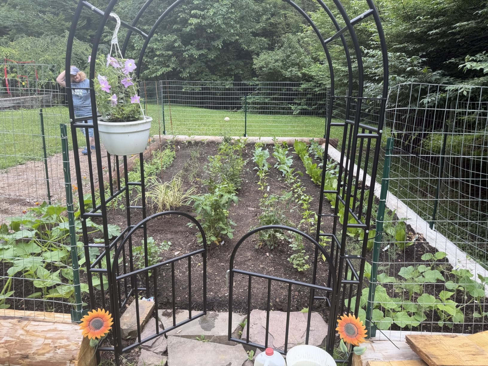 7ft Garden Arbor with Gate, Garden Arch Trellis for Climbing Plants | Heavy-Duty Two-in-One Garden Arch, Rust-proof, Easy to Install, Versatile for Weddings, Halloween, Christmas & Outdoor customer photo 2