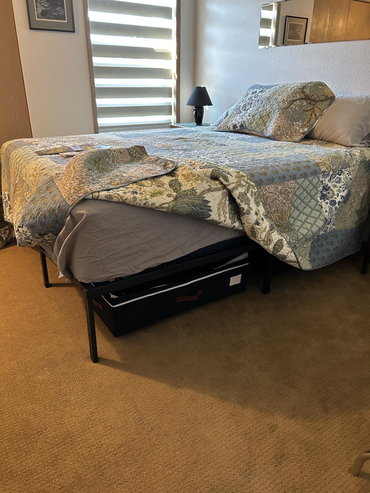 80L 2 Pack Adjustable Under Bed Storage with Wheels | Underbed containers with clear lids, rolling under bed shoe storage organizer for dorm home clothes, blankets, toys customer photo 2