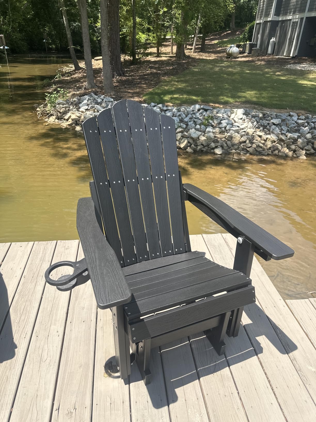 HDPE Adirondack Glider Chair Set of 2,3-Level Adjustable Backrest | Outdoor Glider,All-Weather Glider Rocker Chair with Cup Holders,Porch Glider for Deck,Fire Pit, Poolside,400LBS Capacity customer photo 2