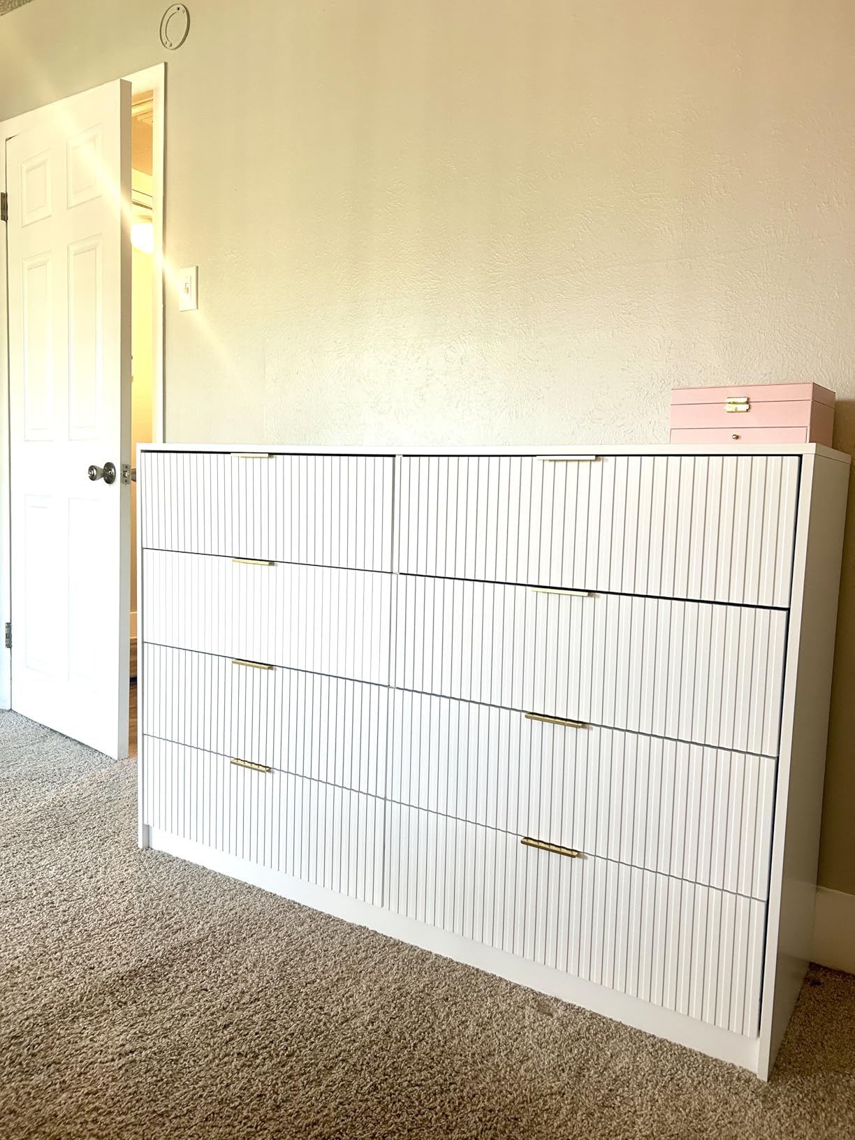 Furniway Walnut Dresser for Bedroom, Modern Dresser with 6 Drawers and Smooth Slides, Wide Chest of Drawers with Golden Handles customer photo 1