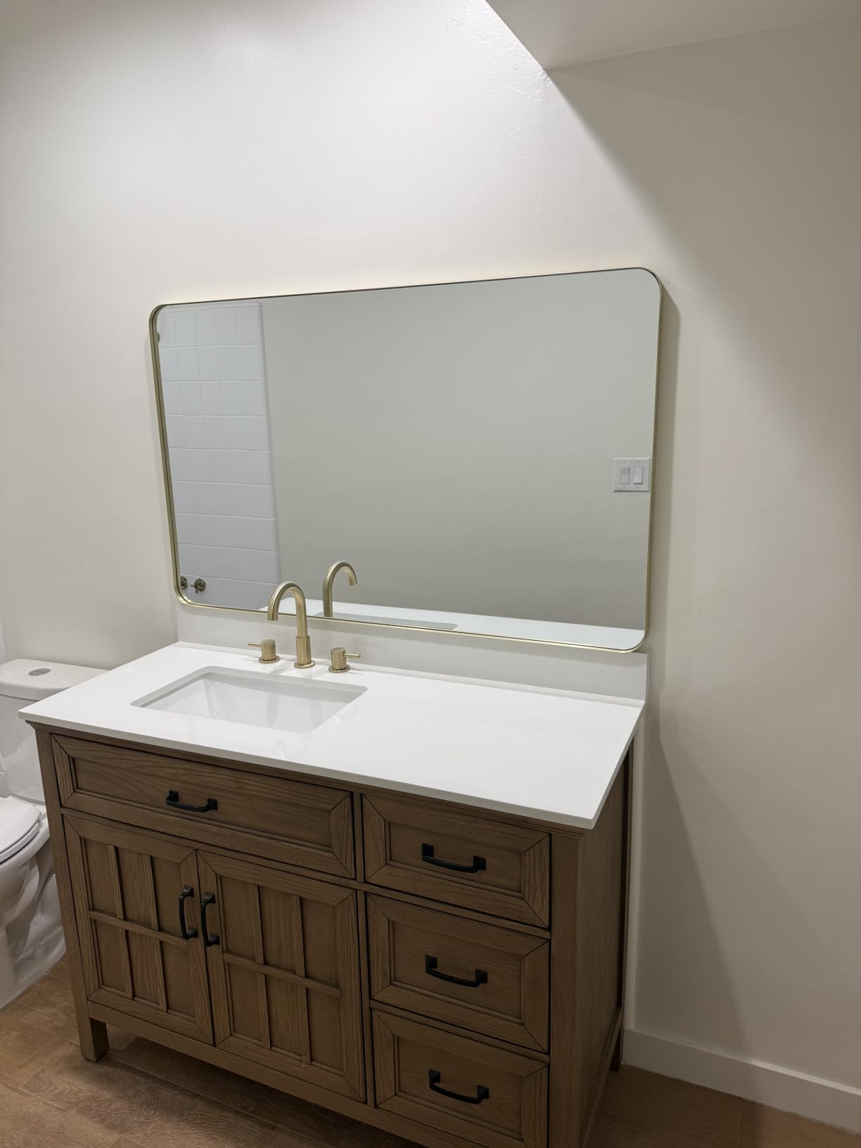 Sweetcrispy Bathroom Wall Mirror, 36x24 Inch Mirror for Over Sink, Black | Modern Wall Mount Vanity Mirror Rounded Rectangle with Matte Brush Metal Framed, for Home Decor, Living Room, Bedroom customer photo 1