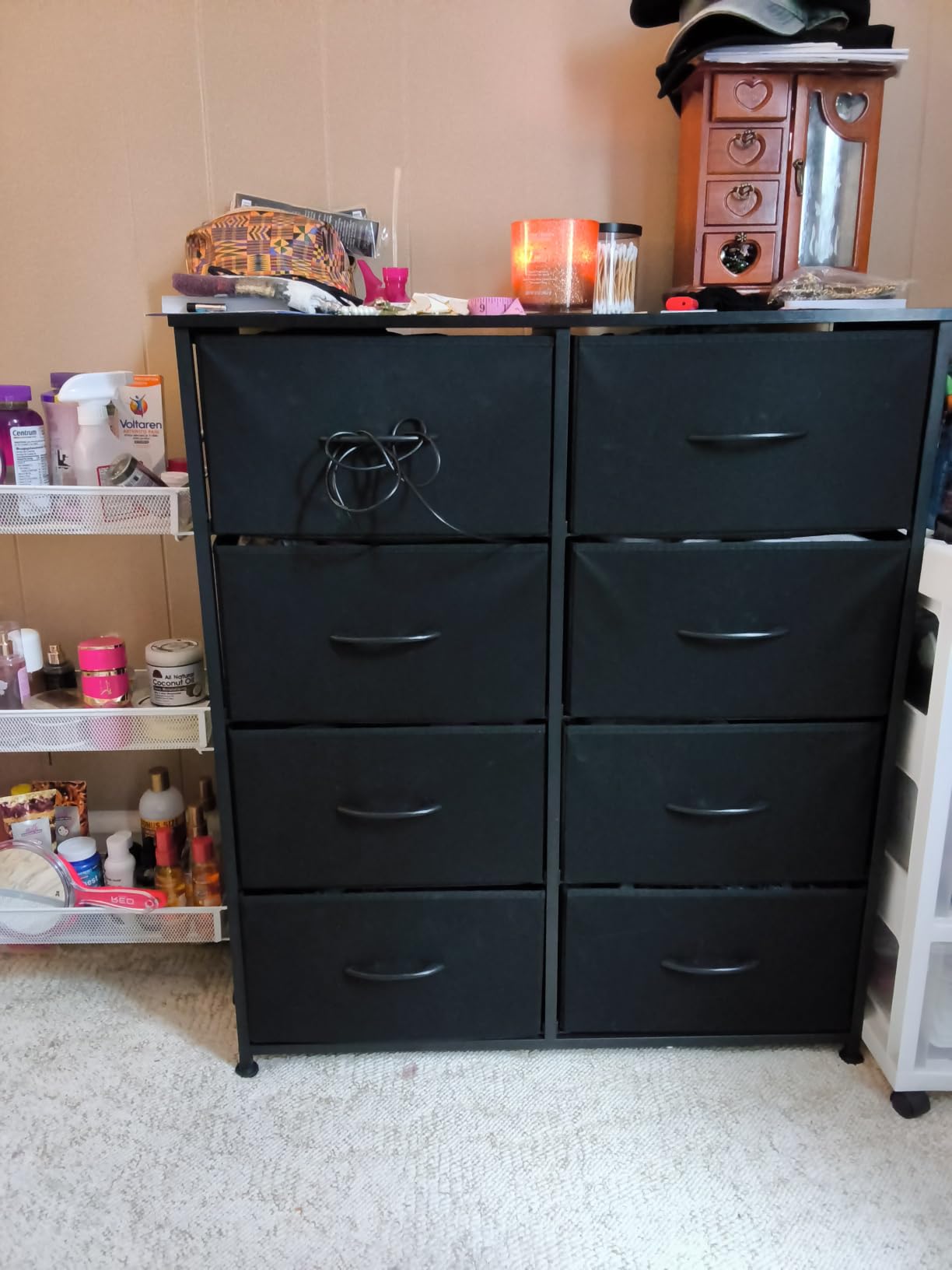 Sweetcrispy 8 Drawer Black Dresser for Bedroom Tall, Organizer Storage, Fabric Storage Tower, Chest of Drawers with Steel Frame customer photo 2