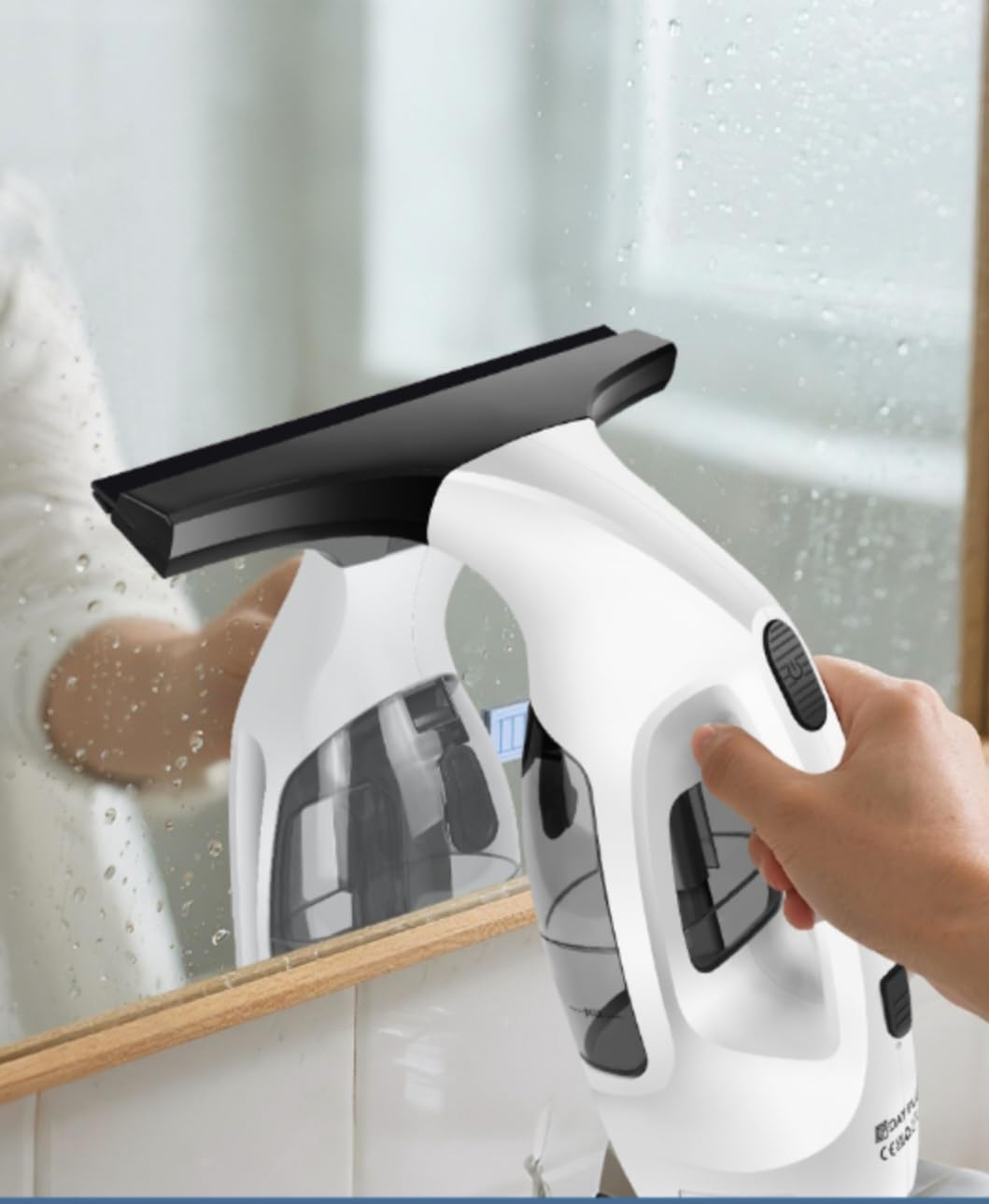 Window Vacuum Squeegee Cordless, 3-in-1 Electric Window Cleaner Tool with Spray & Microfiber Pad, Streak-Free 2200Pa Suction for Glass, Shower Doors, Mirrors, Tiles and Car Windows customer photo 1