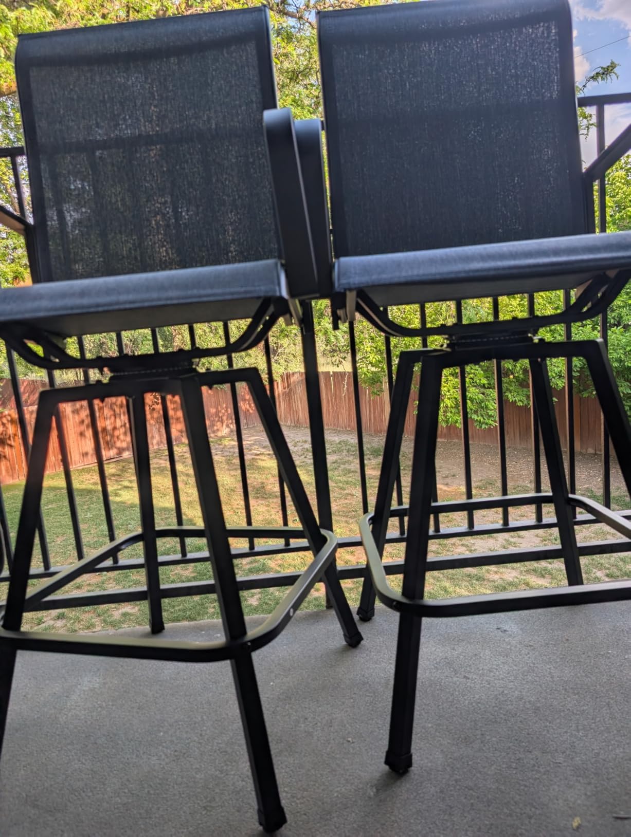 Outdoor Bar Stools Set of 2, Swivel Tall Patio Chairs, Gray | 28.4