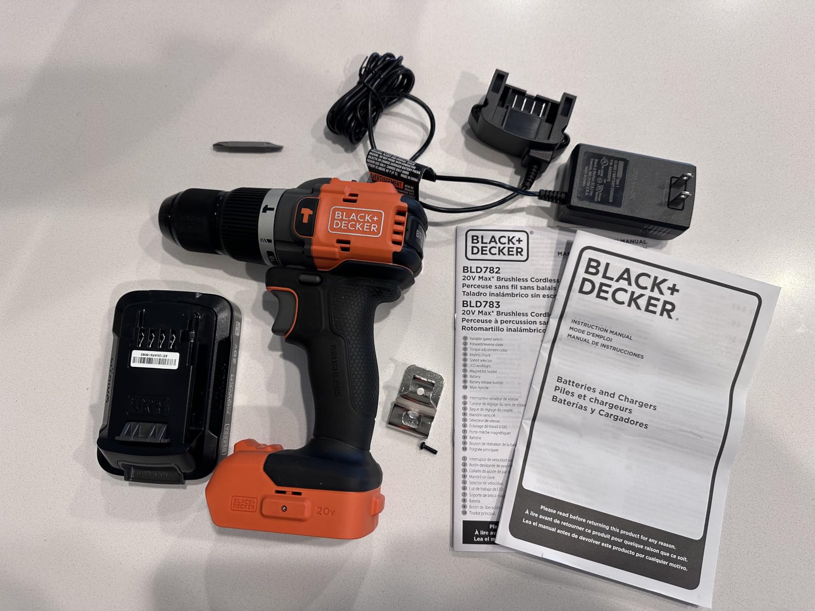 BLACK+DECKER 20V MAX POWERCONNECT Brushless Cordless 1/2-in. Hammer Drill Kit, Includes 2Ah Battery and Charger, Variable Speed, LED, 30000 BPM, 1900 RPM (BLD783D1) customer photo 1