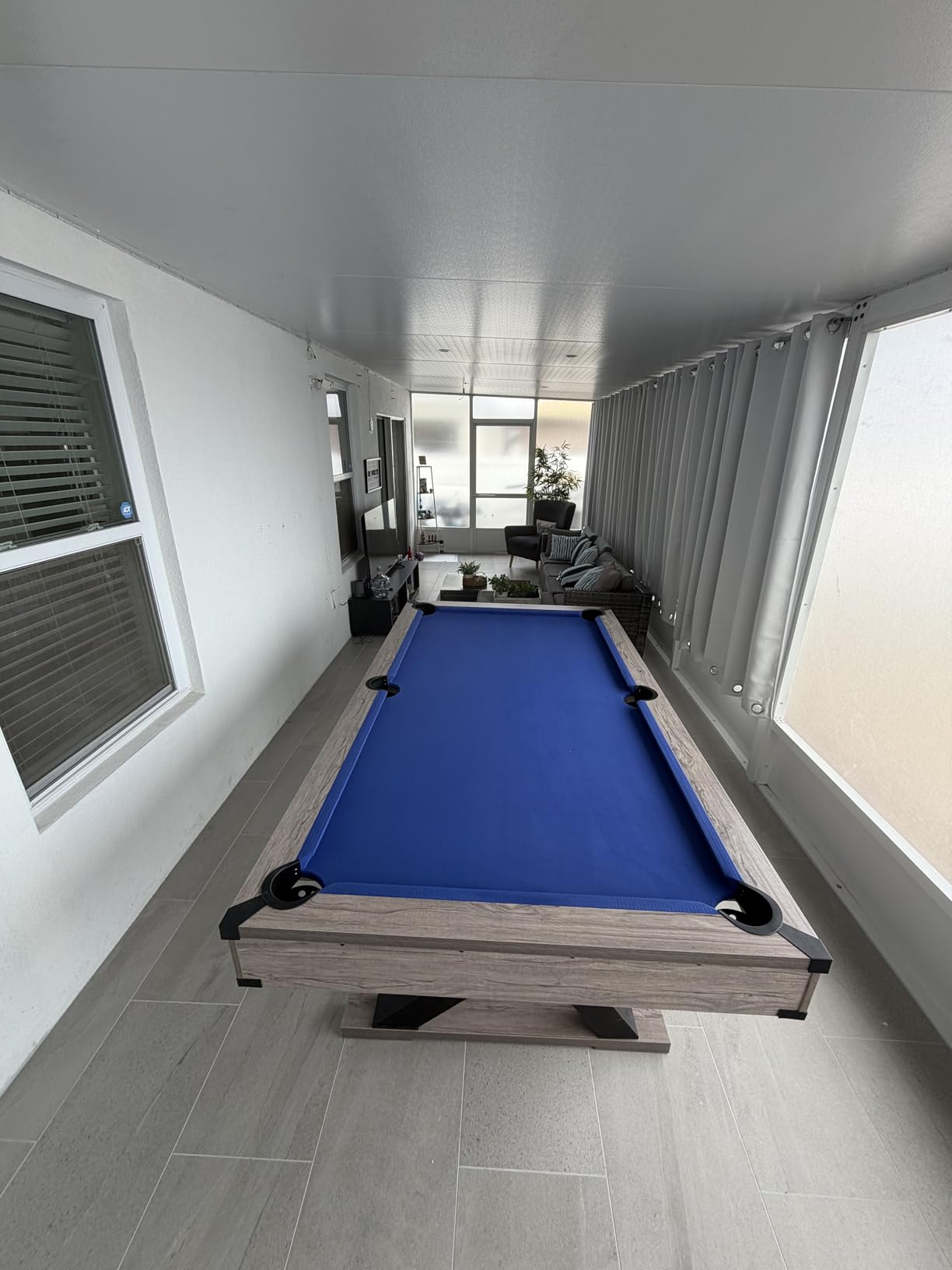 7 FT Billiard Table, 84 x 46 x 32 Inch, Rustic Grey Finish Pool Table with Metal K-Leg, Professional Playing Cloth, Complete Set of 2 Cues, 16 Balls, Chalk, Triangle & Brush, for Home Game Room customer photo 2