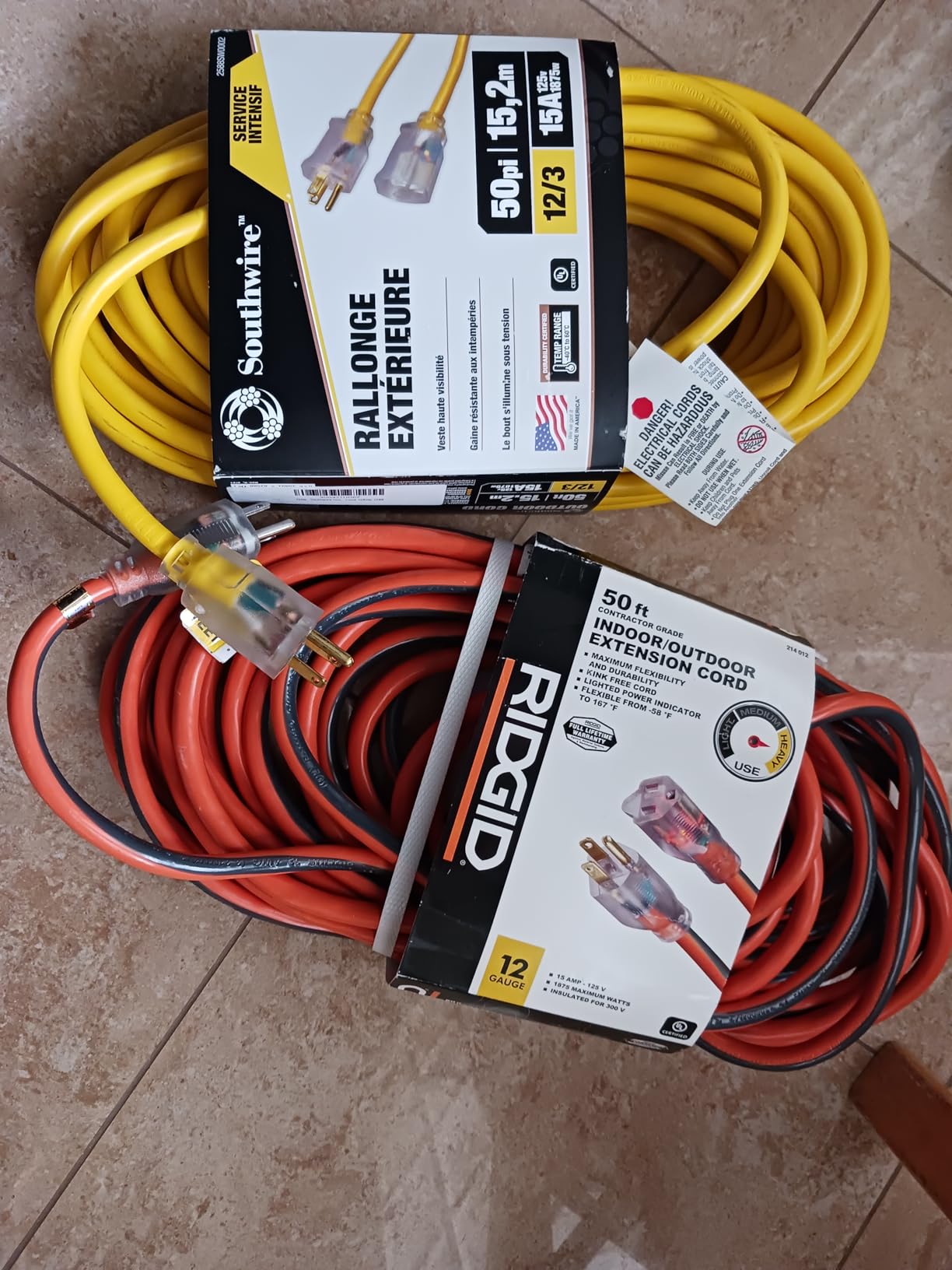 Southwire Outdoor Extension Cord - Durable Vinyl Jacket for Farm, Ranch & Workshop - Lighted End With Reinforced Blades - SJTW, Yellow - 12 Gauge, 3 Prong - 50 Feet customer photo 2