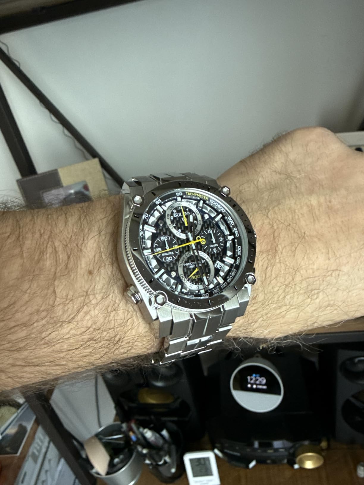 Bulova Men's Icon High Precision Quartz Chronograph Watch, Curved Mineral Crystal customer photo 2