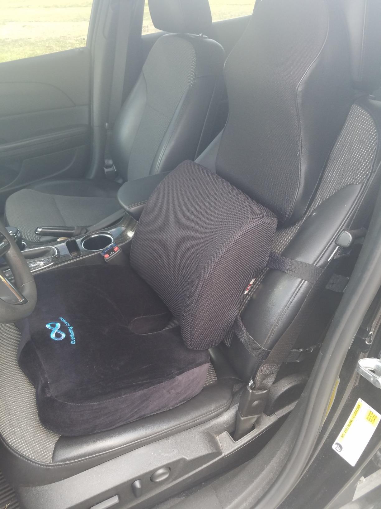 Lumbar Pillow for Chair and Car, Back Support for Office, Memory Foam Cushion with Mesh Cover - Black customer photo 1