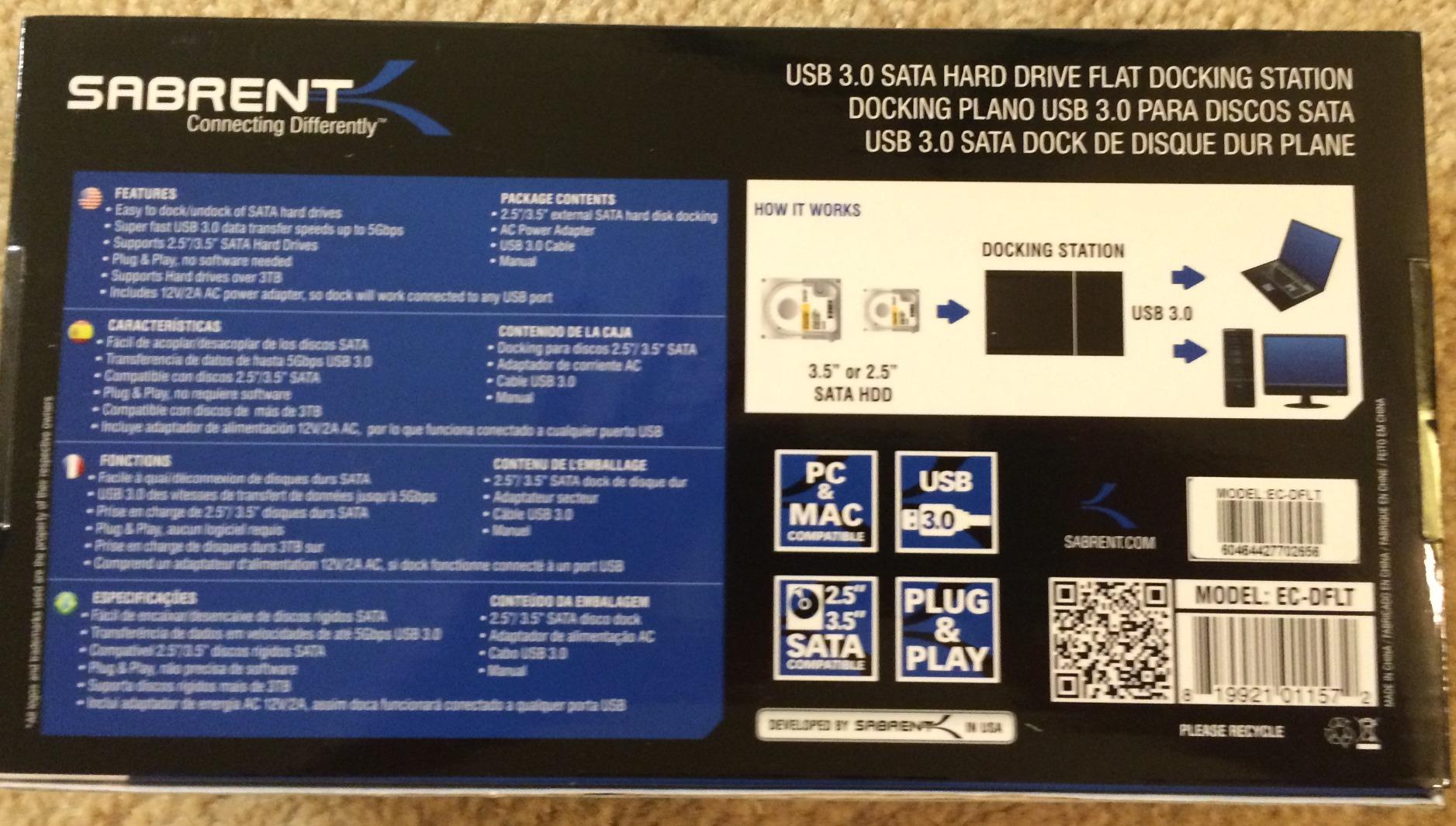 SABRENT USB 3.0 to SATA External Hard Drive Lay-Flat Docking Station for 2.5 or 3.5in HDD, SSD [Support UASP] (EC-DFLT) customer photo 2