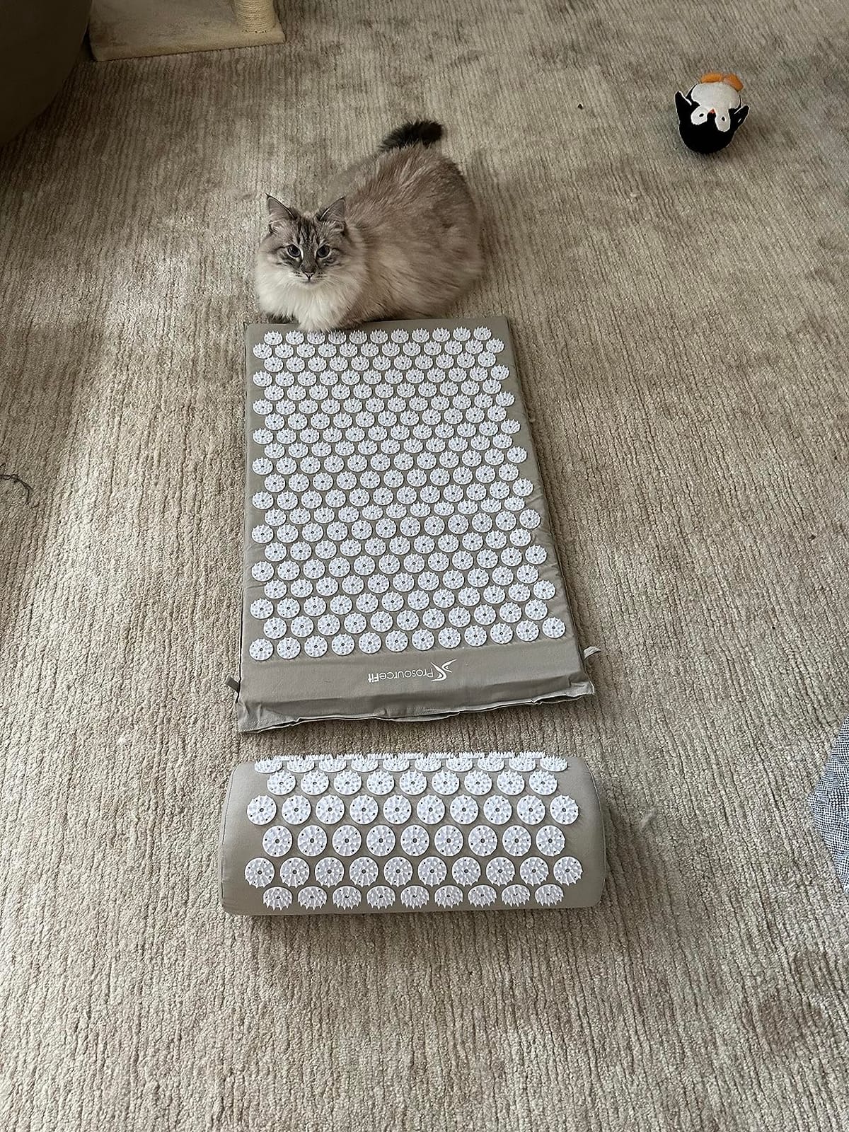 ProsourceFit Acupressure Mat and Pillow Set for Back/Neck Pain Relief and Muscle Relaxation, Grey customer photo 1