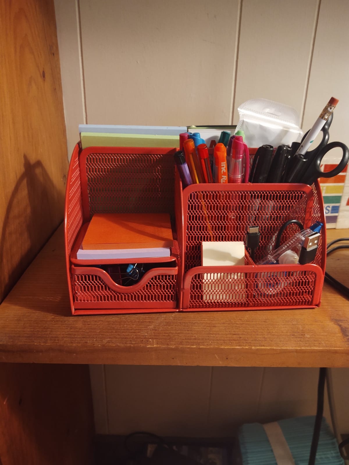 EasyPAG Mesh Desk Organizer with Drawer Multi-functional Pen Holder Stationery Organizer for Office School Supplies 6 Compartments Dorm Organizers and Storage for Desk, Black customer photo 1