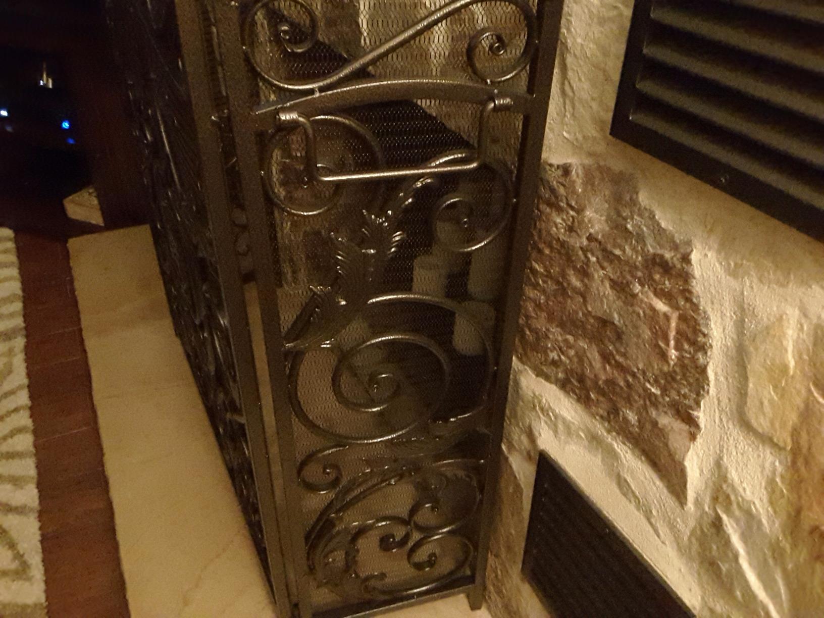 Christopher Knight Home Waterbury Fireplace Screen, Gold Flower On Black customer photo 1