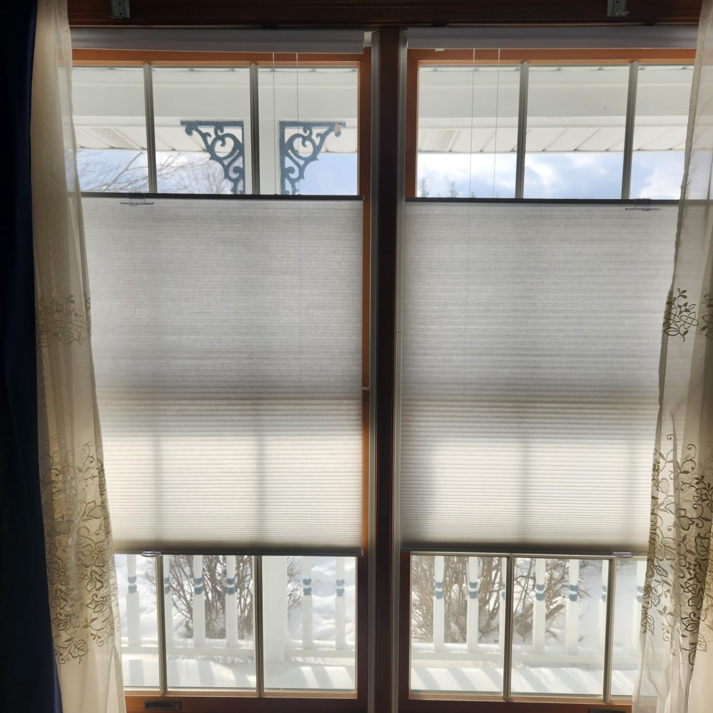 Cordless Cellular Pleated Window Shades - 35 Inch Width, 64 Inch Length - White - Light Filtering Top-Down Honeycomb Pull Down Blinds for Windows and Skylights by Achim Home Decor customer photo 1