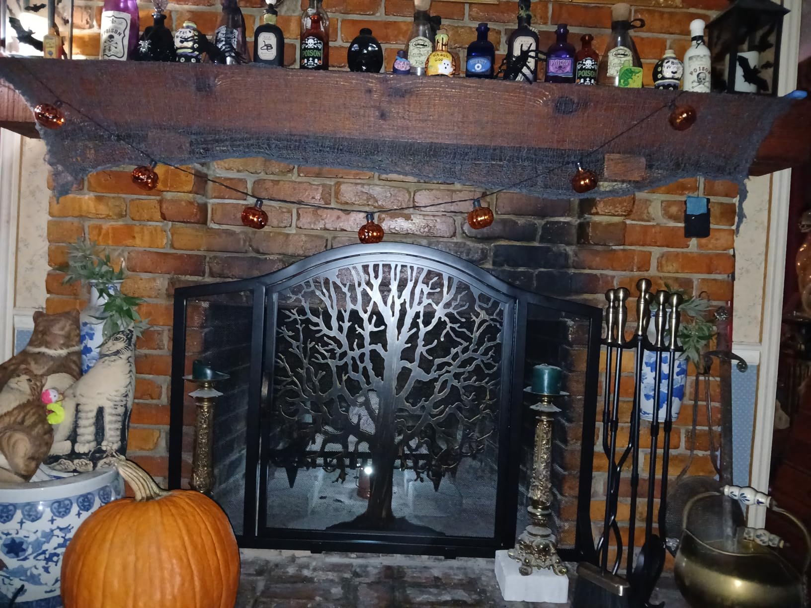 Plow & Hearth Metal Fireplace Screen Tree of Life Black | 44