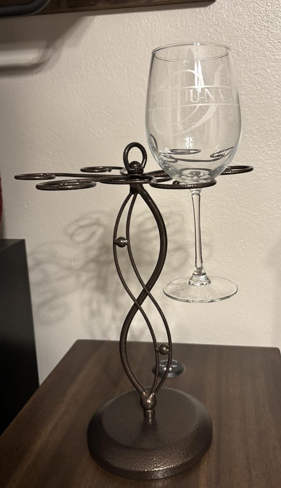 MyGift 6-Hook Rotating Wine Glass Rack with Sturdy Base & Scrollwork Design - Black Metal Countertop Stemware Holder | Rust-Resistant, Space-Saving Storage for Kitchen, Bar, Dining Table customer photo 1