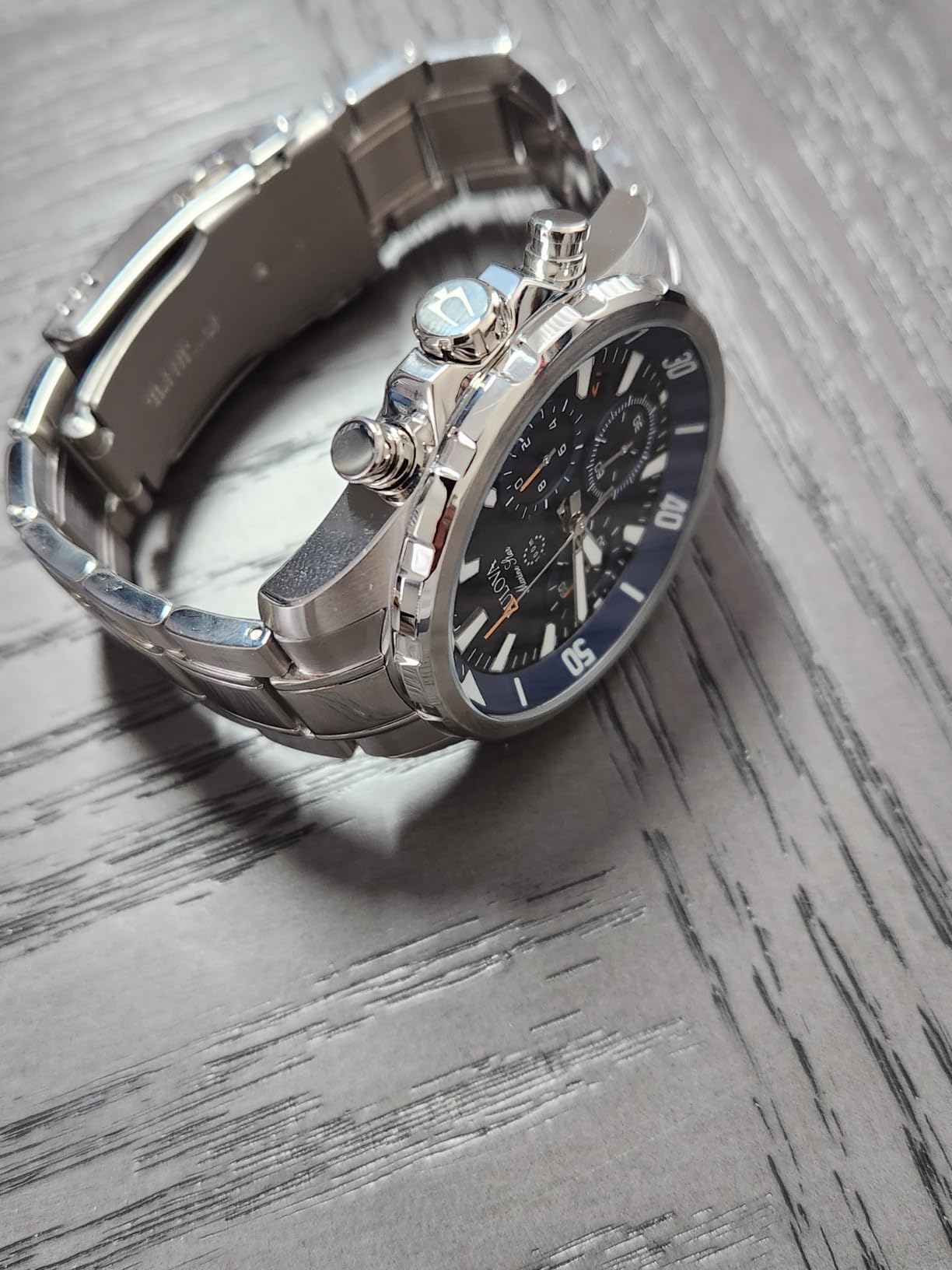 Bulova Men's Marine Star Series B Stainless Steel 6-Hand Chronograph Quartz Watch, Blue Dial Style: 96B256 customer photo 1