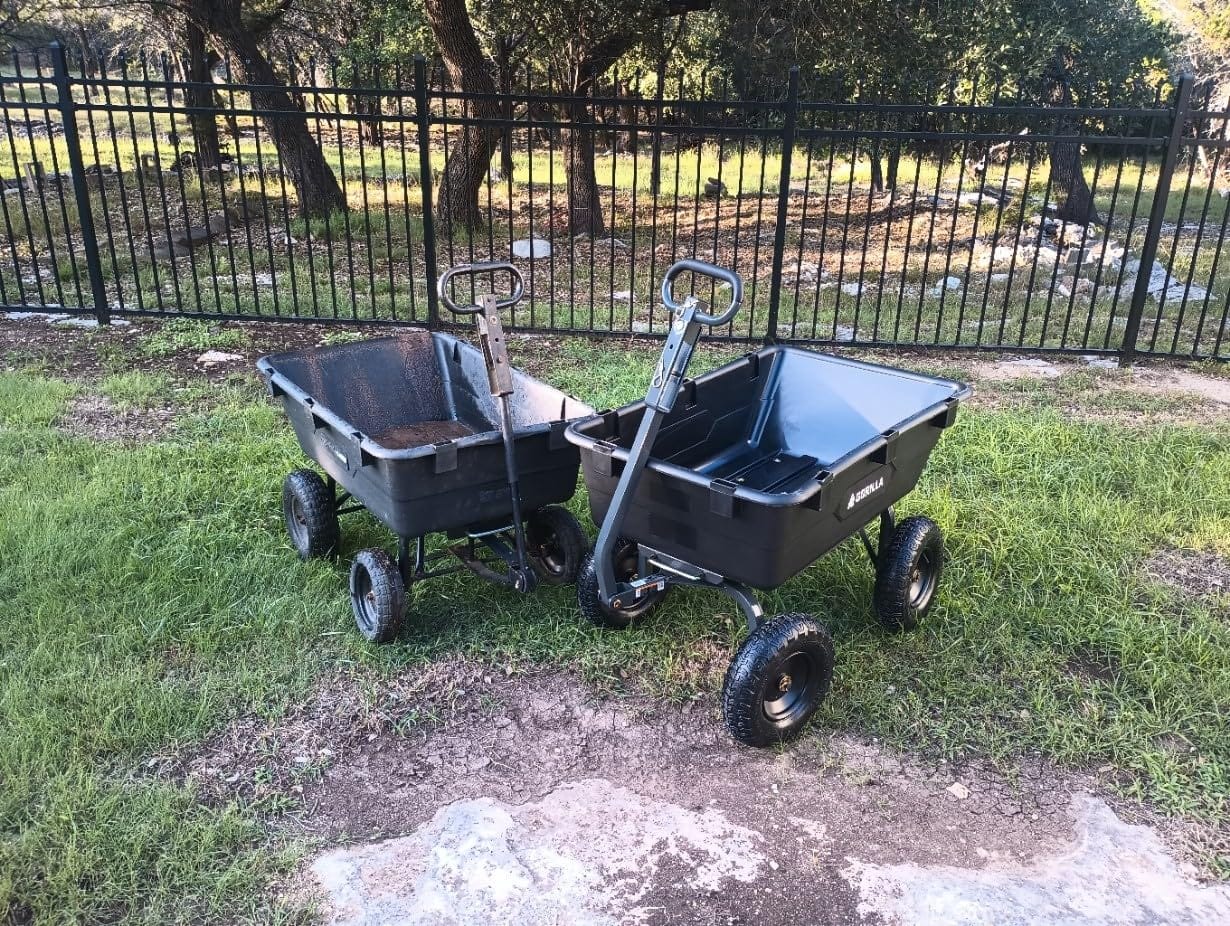 Gorilla Carts Poly Garden Dump Cart, 4 Cu Ft Tub, 600 lb Haul Capacity, Black - Heavy-Duty Utility Wagon with Quick-Release Dumping & Pneumatic Tires for Yard, Landscaping and Gardening customer photo 1