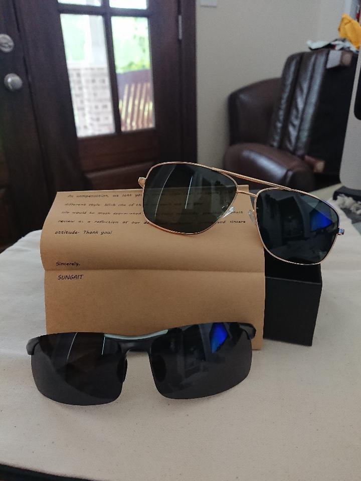 SUNGAIT Ultra Lightweight Rectangular Polarized Sunglasses Men UV400 Protection customer photo 1