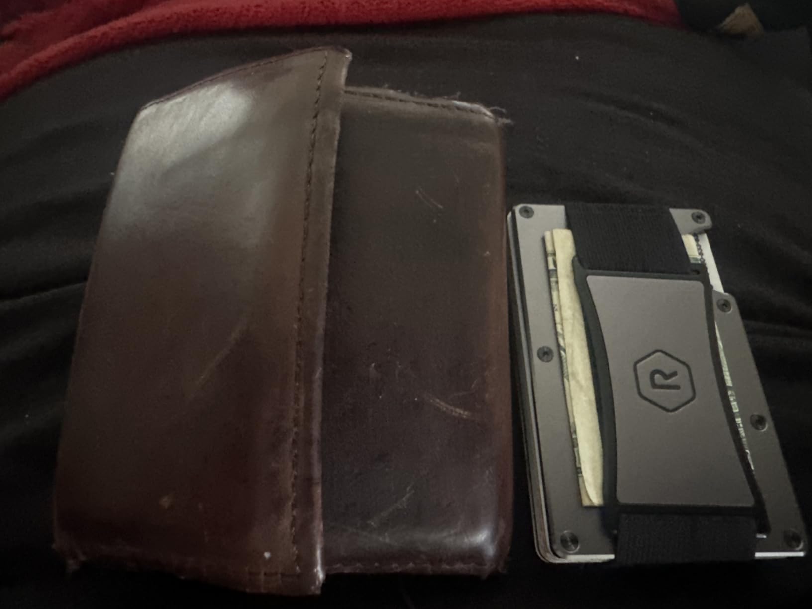 Ridge Wallet for Men - Slim Minimalist Compact Wallet and Card Holder, RFID Protected Front Pocket Wallets for Men with Integrated Cash Strap (Gunmetal) customer photo 1