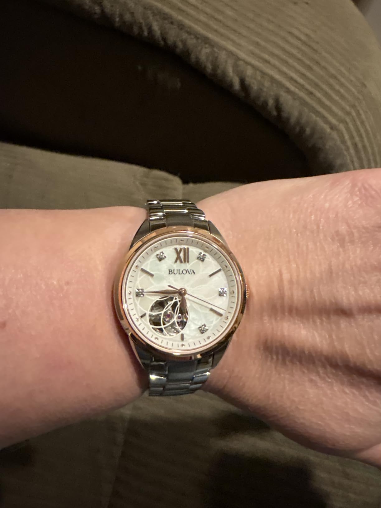 Bulova Ladies' Classic Diamond 3-Hand Automatic in Stainless Steel, Mother-of-Pearl Dial and Open Aperture Dial customer photo 2