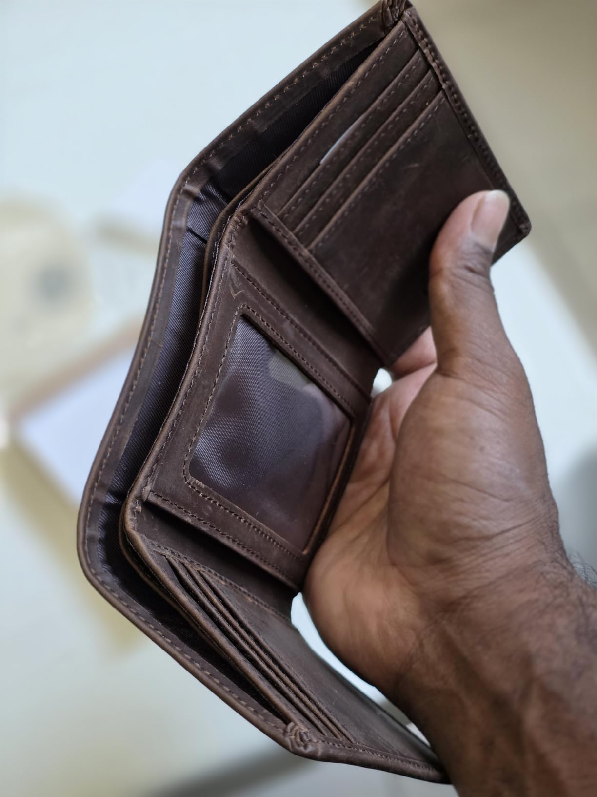 Trifold Leather Wallet for Men with RFID Blocking (Brown) customer photo 2