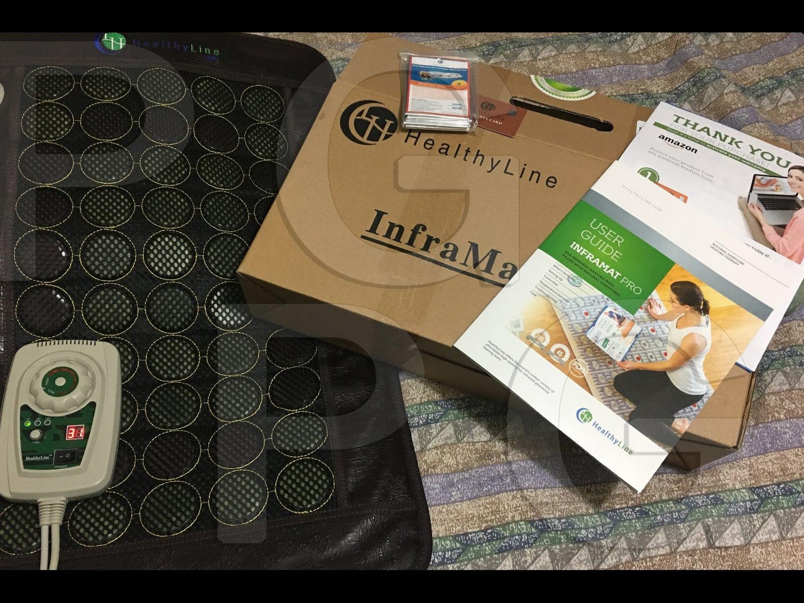 HealthyLine Far Infrared Heating Pad for Back, Neck, Shoulder & Muscle Pain Relief - Weighted Electric Mat with Jade & Tourmaline Stones, Grounding - Full Body Size 32 x 20 in customer photo 2