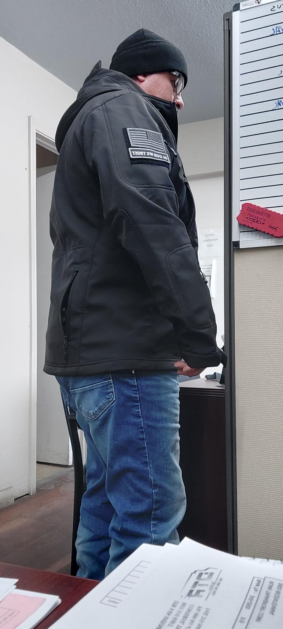 FREE SOLDIER Men's Hooded Waterproof Softshell Jacket | Windproof, Insulated, Breathable & Durable Fleece Lined Coat with Multi Pockets For Rain Hiking Work Casual in Fall & Winter customer photo 1