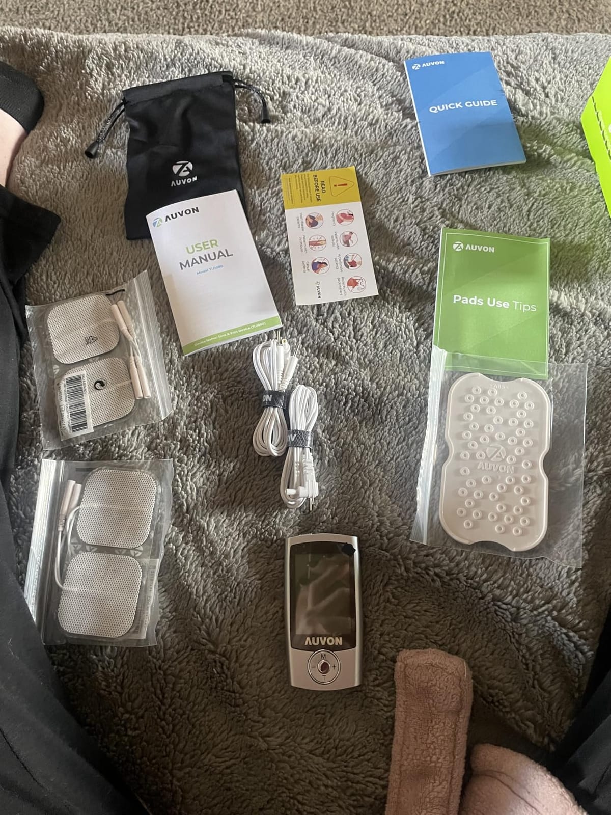 AUVON Rechargeable TENS Unit Muscle Stimulator, 24 Modes 4th Gen TENS Machine with 8pcs 2