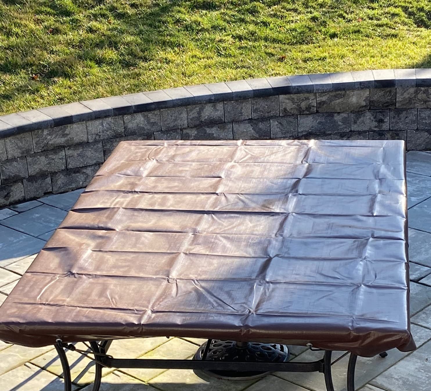 6' x 8' Super Heavy Duty 16 Mil Brown Poly Tarp Cover - Thick Waterproof, UV Resistant, Rip and Tear Proof Tarpaulin with Grommets and Reinforced Edges - by Xpose Safety customer photo 2