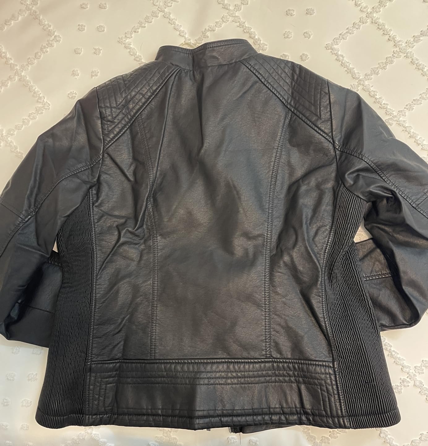 Bellivera Faux Leather Women Motorcycle Stand Collar Jacket | Lightweight Bomber PU Bike Slim Fit Coat with Zipper Front, Zip Pockets and Soft Smooth Lining for Spring and Fall customer photo 1