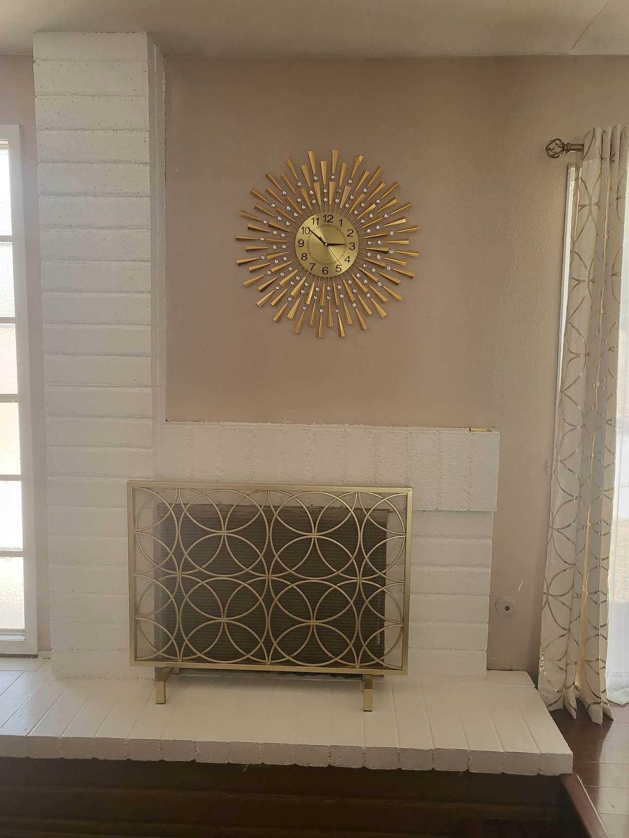 Christopher Knight Home Valeno Single Panel Iron Fireplace Screen, Gold customer photo 2