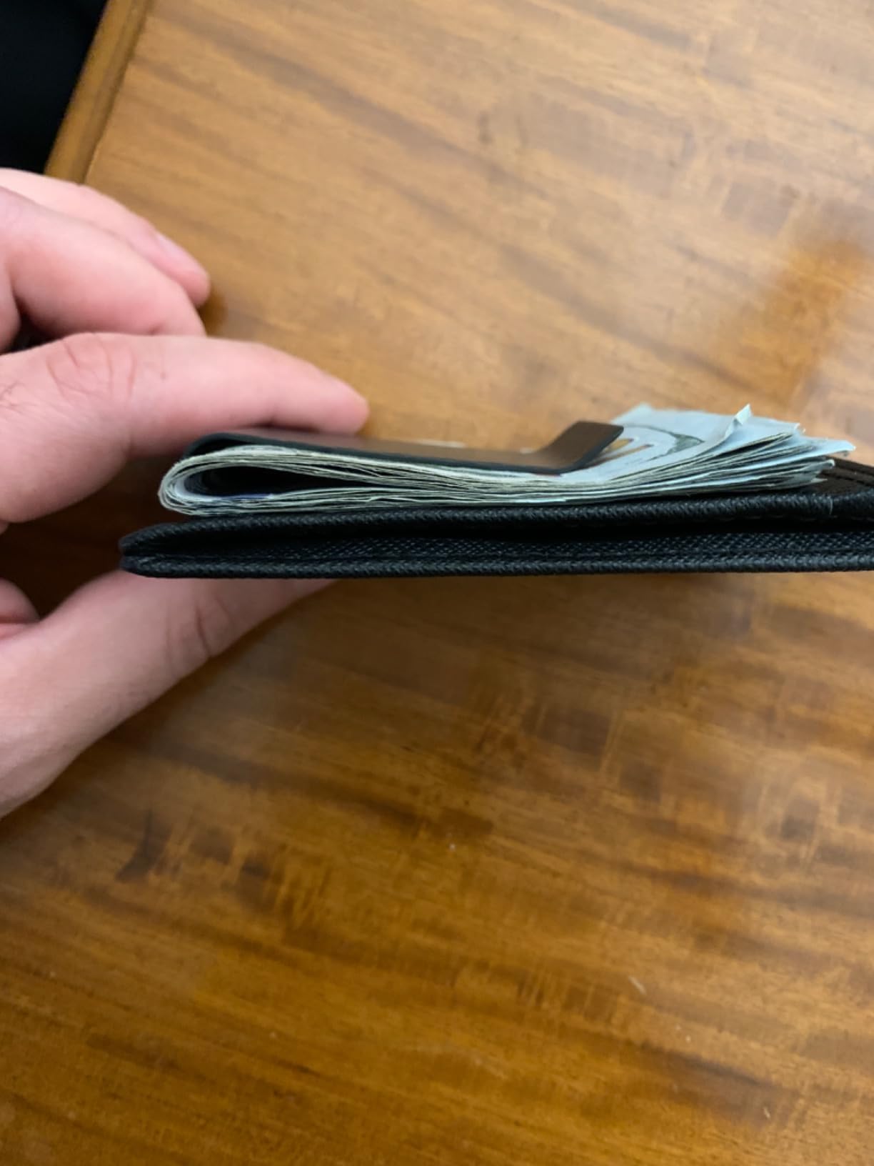 Travelambo Money Clip for Men Carbon Fiber Clip Wallet Leather Slim Minimalist Card Holder RFID Blocking (Weaved Black) customer photo 1