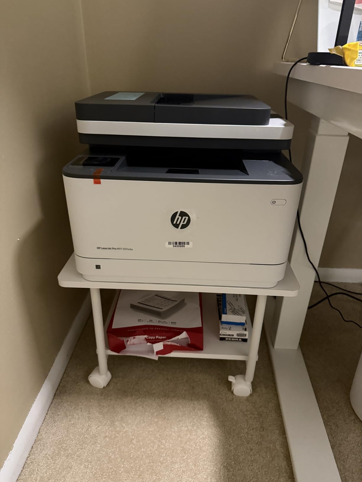 VASAGLE Printer Stand with Locking Wheels, Industrial Mobile Cart, Under Desk Printer Table for Home Office, 18.9 x 15.7 x 13.4 Inches, Storage Shelf, 2-Tier, Ebony Black customer photo 1