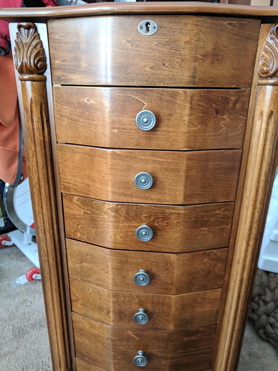 Hives and Honey Elizabeth Jewelry Armoire - Locking Top with Mirror, Cord Access, 8 Drawer Organizer, Side Necklace Hooks, Anti-Tarnish Lining, 40 Inch Tall customer photo 2