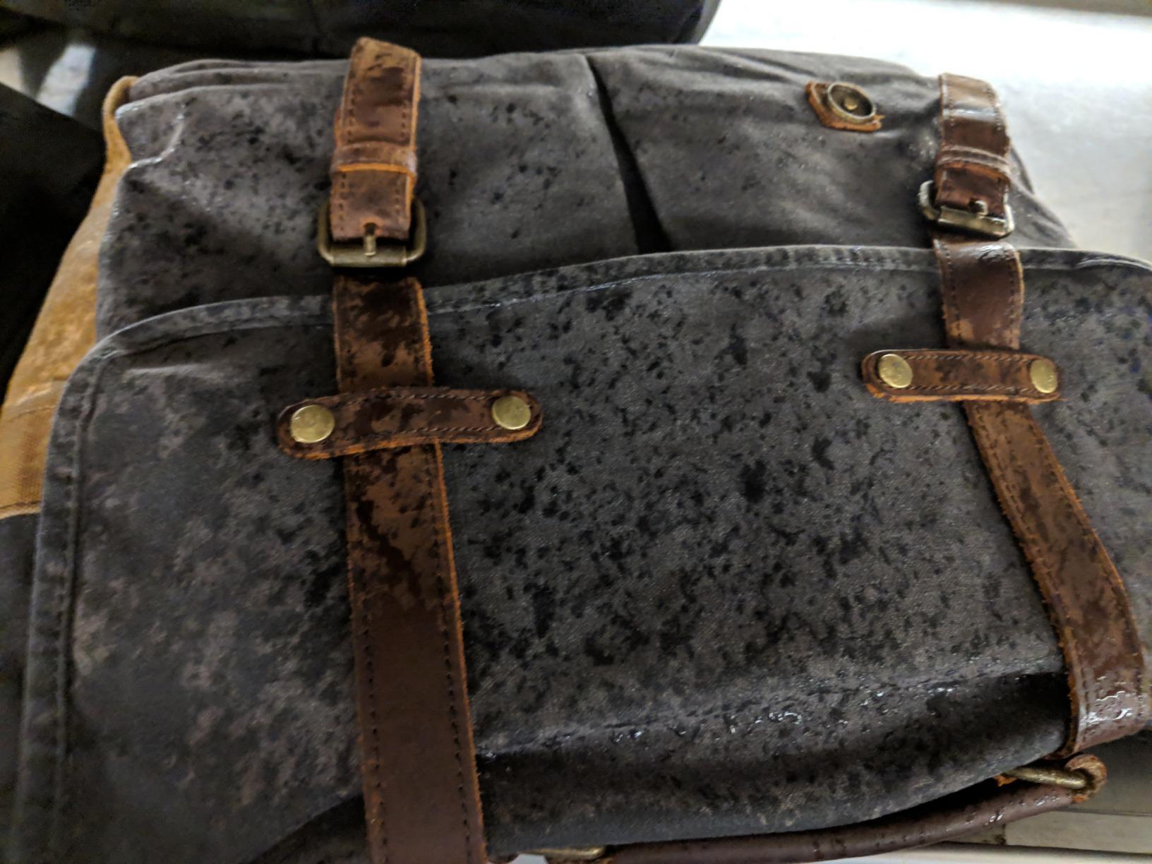 NEWHEY Mens Messenger Bag 15.6 Inch Business Office Work Briefcase Brown | Waterproof, Vintage Genuine Leather, Waxed Canvas, Large Satchel Shoulder Bag, Rugged Leather Computer Laptop Bag customer photo 1
