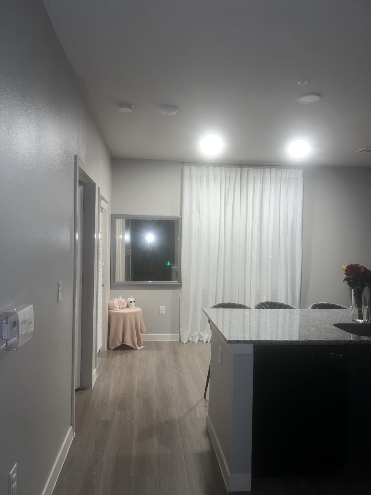 NICETOWN White Sheer Linen Curtains for Living Room, Rod Pocket & Back Tab Sweep to Floor Window Treatments Semi Sheer Drapes Privacy for Patio Door/Hall, 2 Panels, W52 x L95 customer photo 1