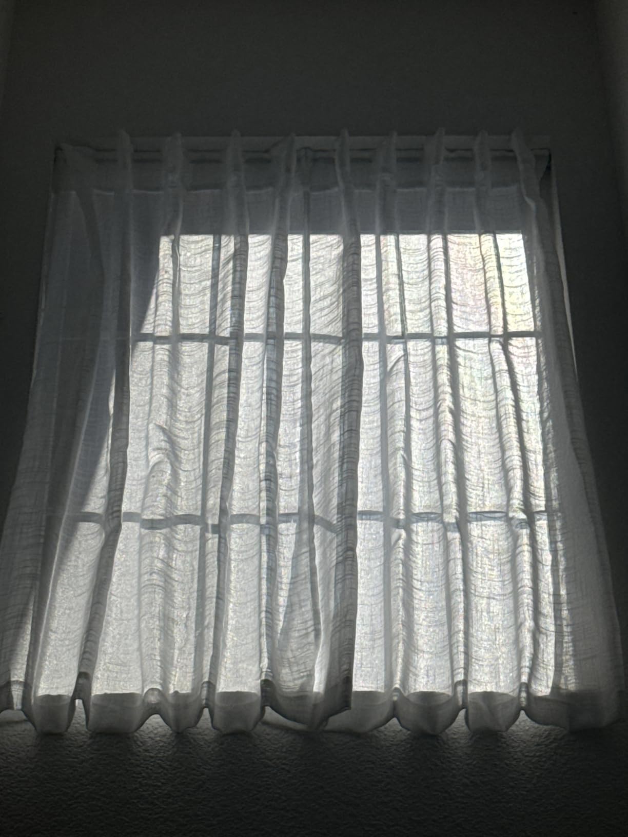 NICETOWN White Sheer Linen Curtains for Living Room, Rod Pocket & Back Tab Sweep to Floor Window Treatments Semi Sheer Drapes Privacy for Patio Door/Hall, 2 Panels, W52 x L95 customer photo 2