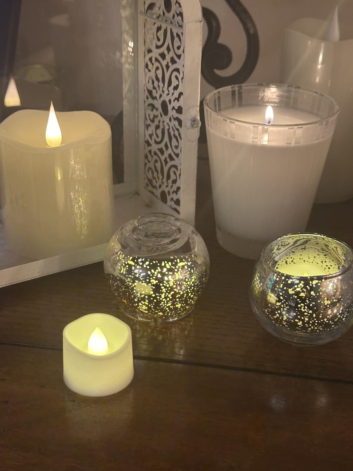 Volens Round Gold Votive Candle Holders, Mercury Glass Votives Set of 12 | Tealight Candle Holders for Fall Table Centerpieces, Diwali Decorations for Home customer photo 1