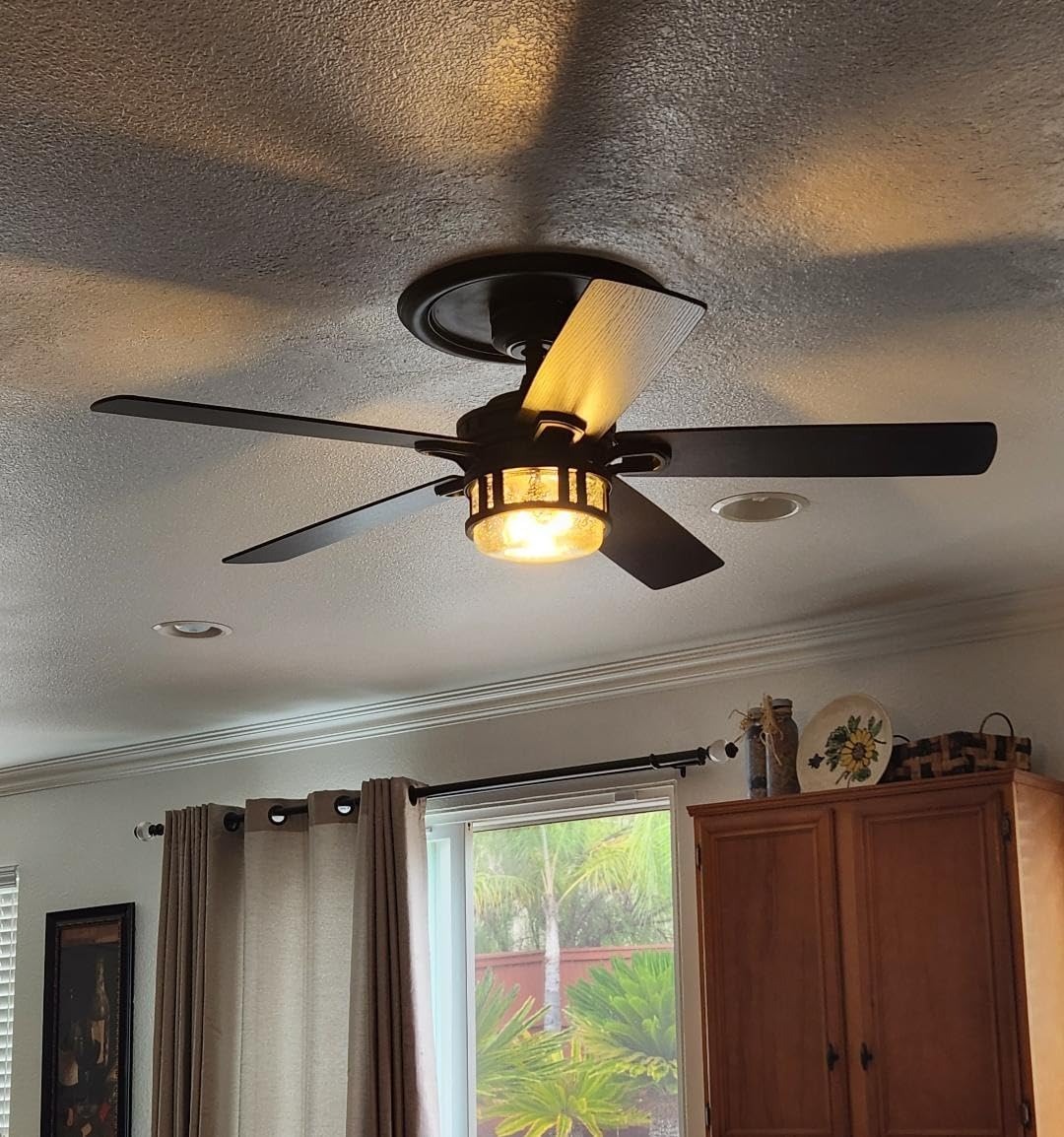 Honeywell Ceiling Fans Bonterra Modern 52 Inch Ceiling Fan with Light, Remote Control, LED Indoor Fan with 5 Blades, Light Brown Pine and Brown Chestnut Blade Finish Options, Brushed Nickel (50610-01) customer photo 2