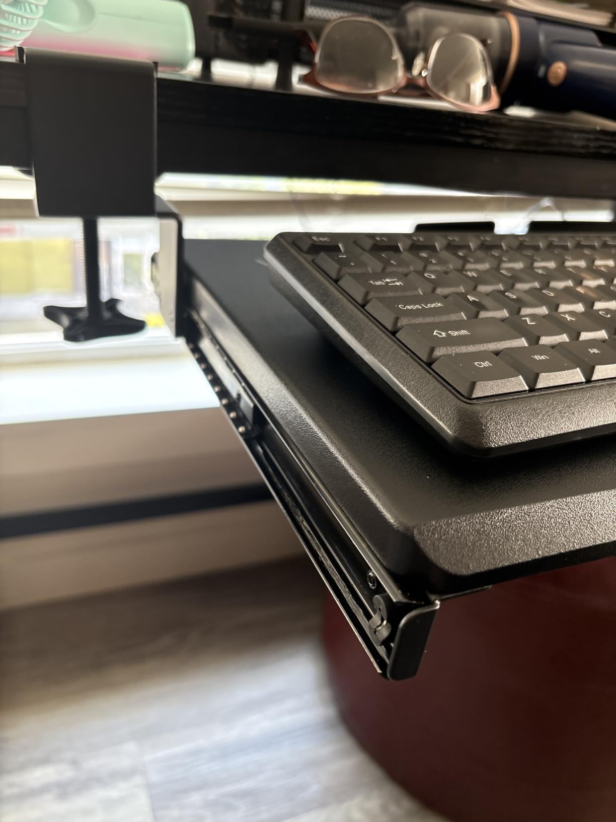 VIVO Large Keyboard Tray Under Desk Pull Out with Extra Sturdy C Clamp Mount System, 27 x 11 Inch Slide-Out Platform, Black, MOUNT-KB05E customer photo 1