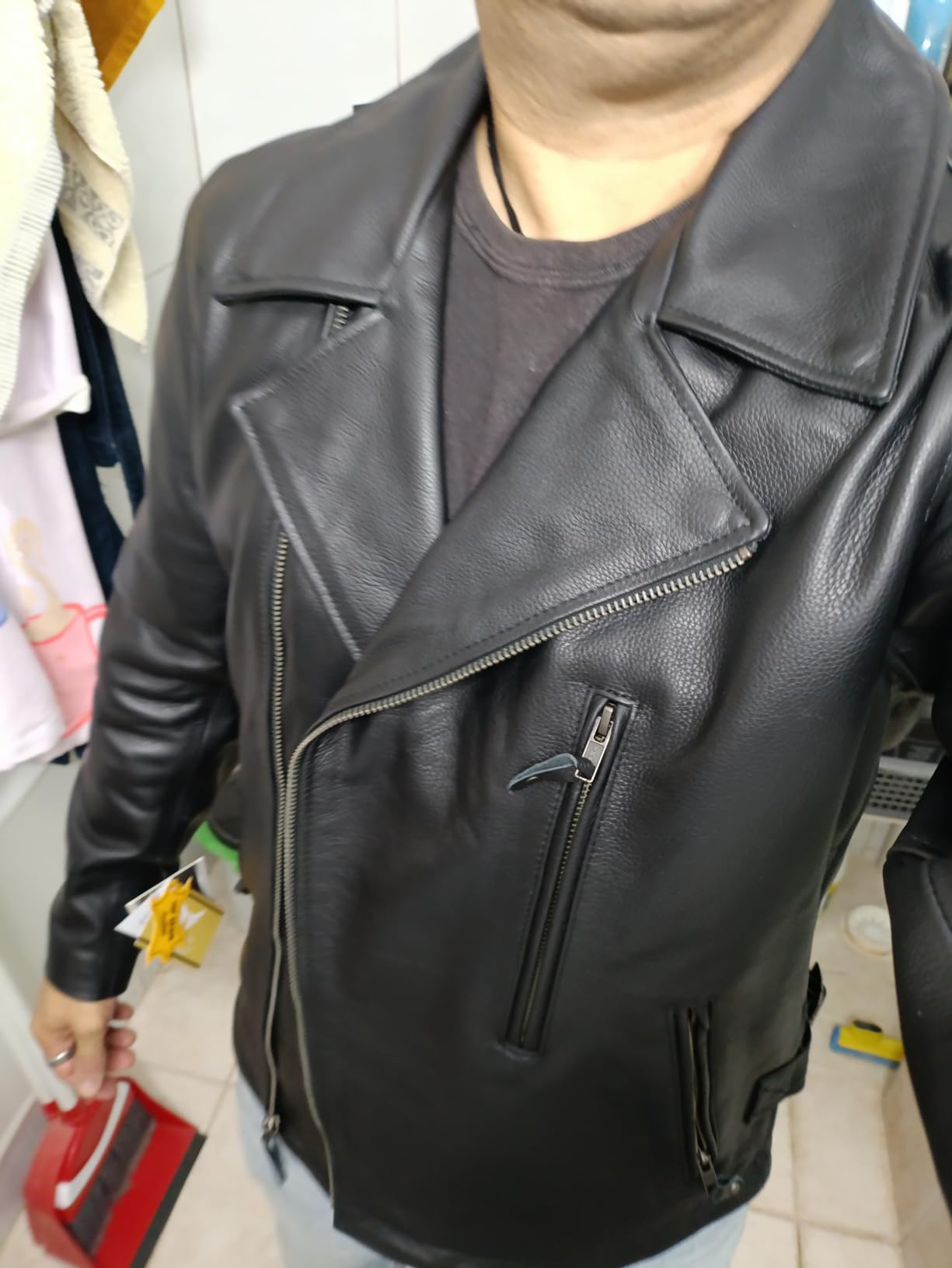 Motorcycle Genuine Leather Jacket - Hand-picked Genuine Top-Grain Cowhide Leather Biker Jacket for Men customer photo 1