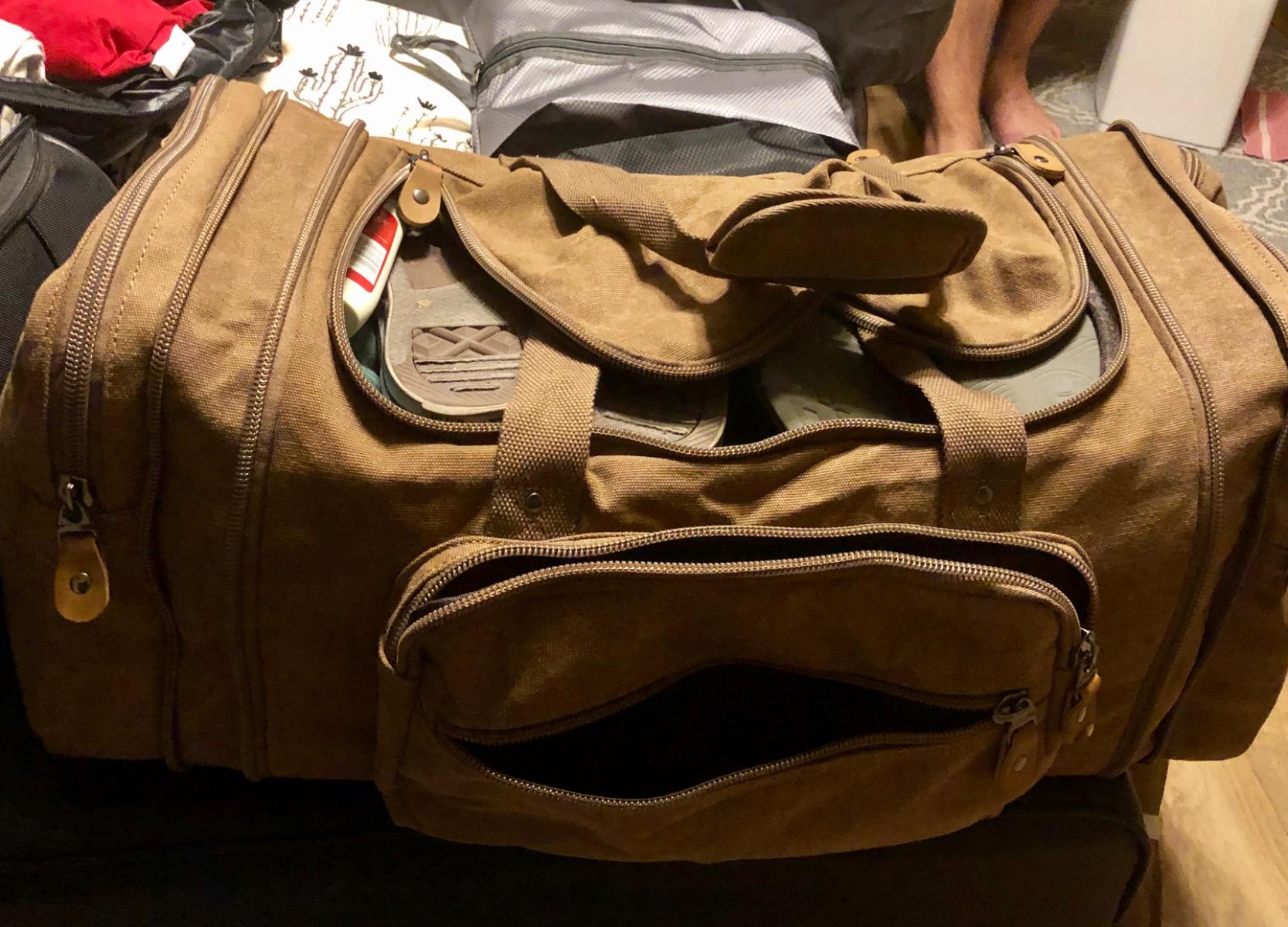 Gonex Canvas Duffle Bag for Travel 60L Duffel Overnight Weekender Bag (Army Green) customer photo 1