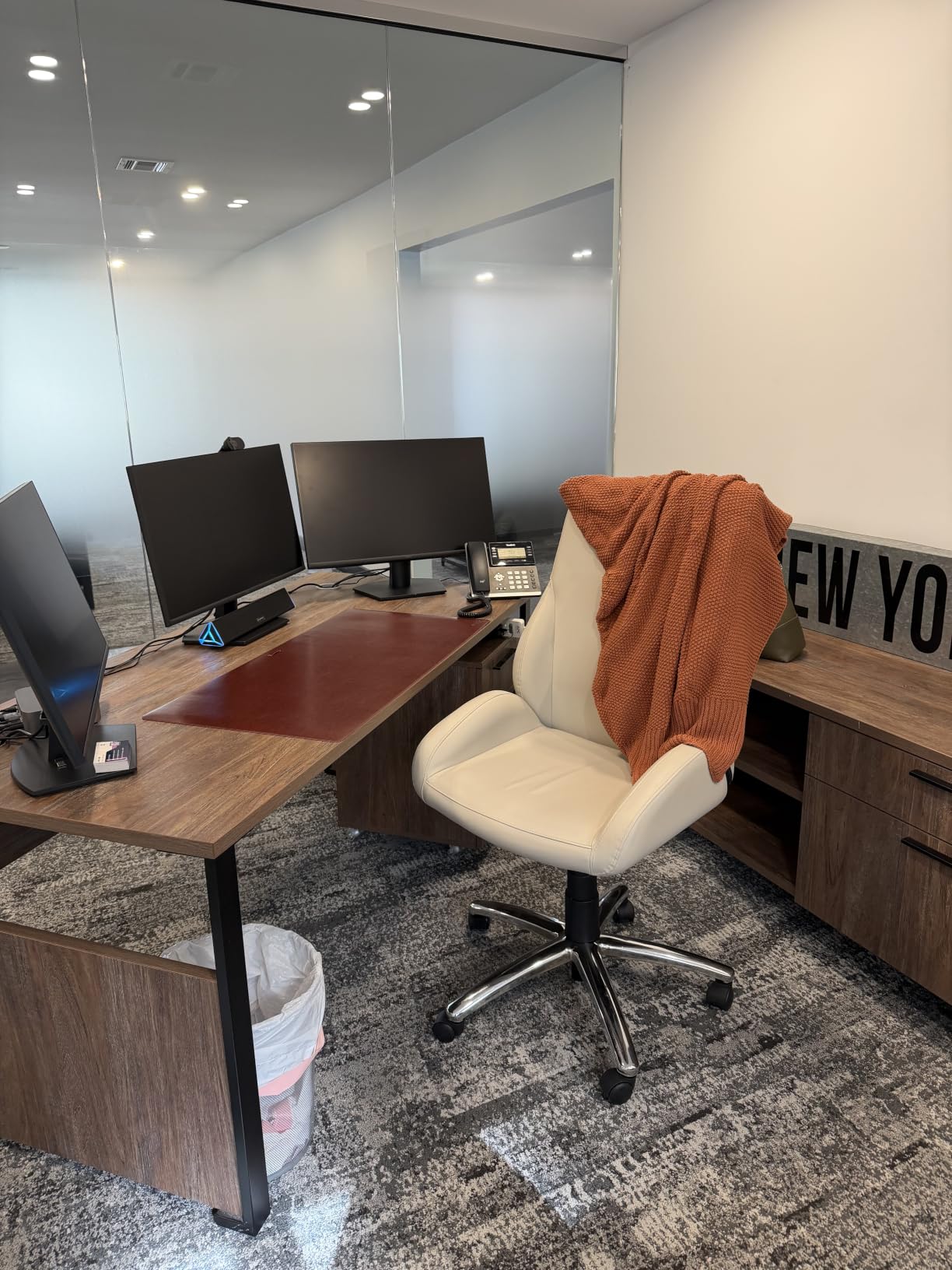 Nordik Leather Desk Mat - Whiskey Brown - Cable Organizer - Premium Mouse Mat & Desk Pad Protector - 35 X 17 Inch - Felt Vegan Leather - Large Office Mouse Pad & Blotter customer photo 2