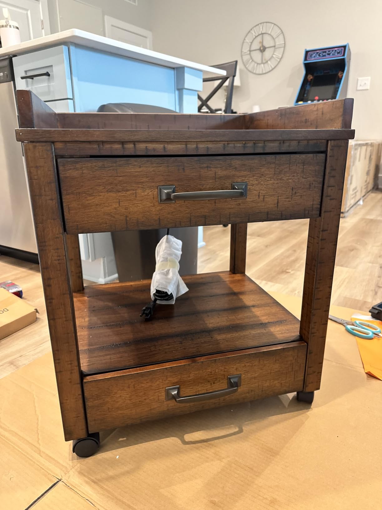 Signature Design by Ashley Baldridge Office Printer Stand, Storage, Electrical Outlets, USB Charging Ports, Wood, 21