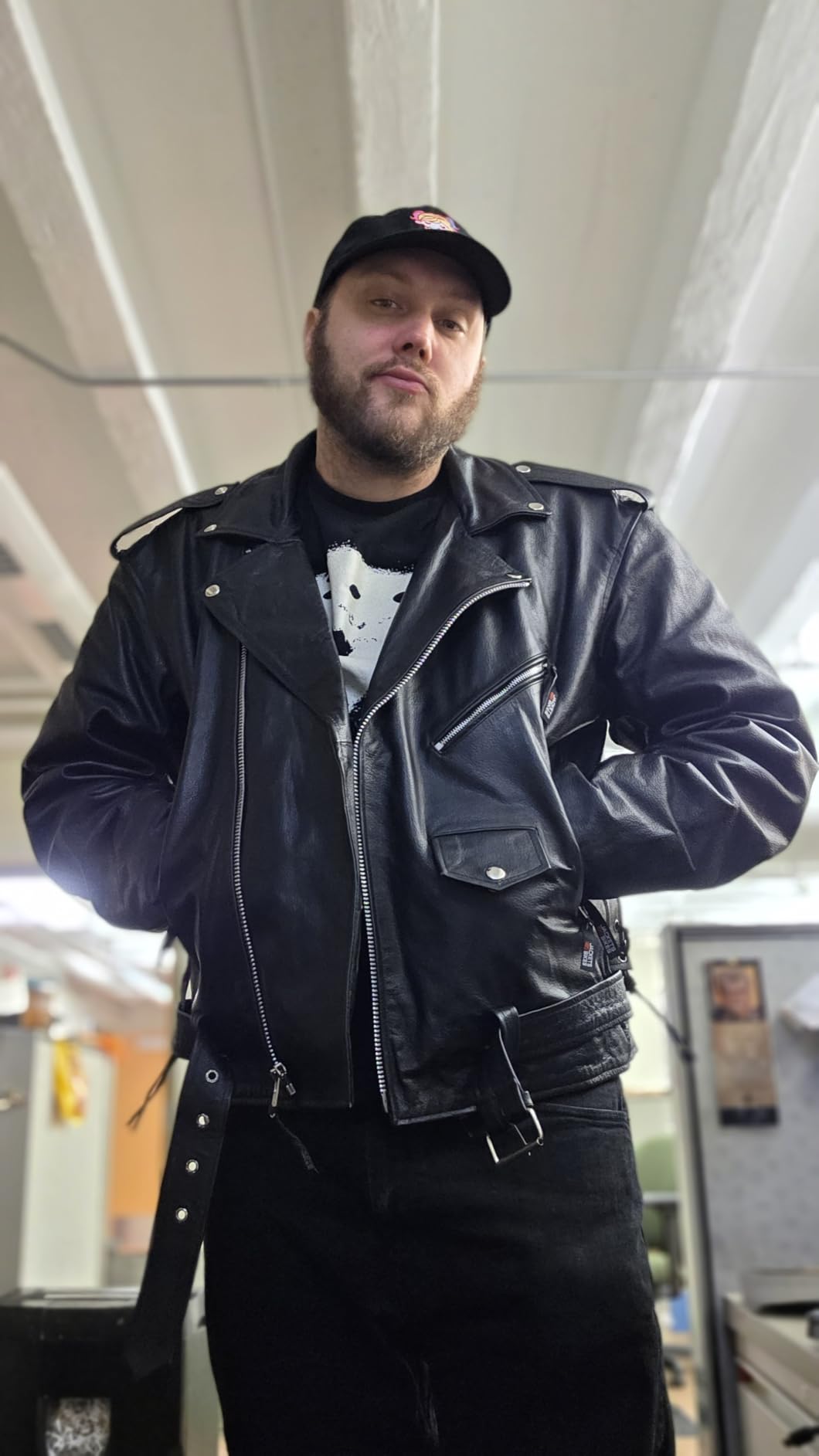 ICONIC Motorcycle Jacket for Men, Premium Buffalo Leather, Insulated Liner, Classic Side Laces, Cruiser Biker Black XL customer photo 1